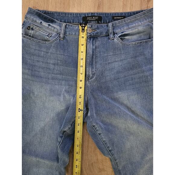 Judy Blue Jeans Women 18W Boyfriend Fit High Rise Light Stretch Frayed - Picture 7 of 10